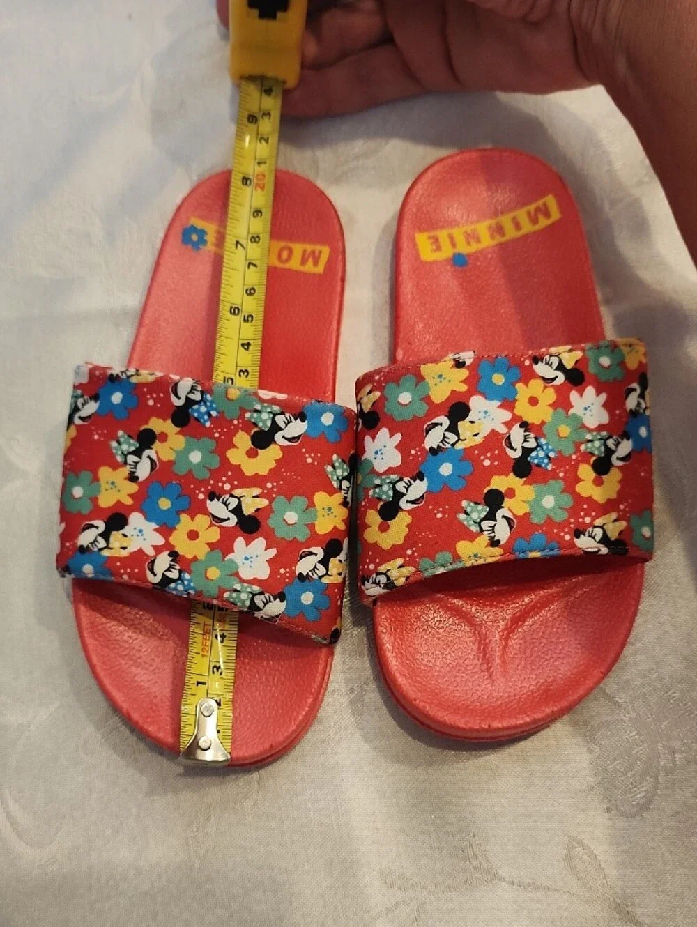 Disney Minnie Mouse Red Floral Slide Sandals for Kids Size 13/1 [V1]